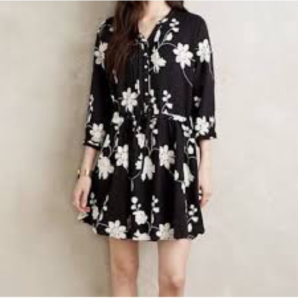 Anthropologie Isabella Sinclair Naomi embroidered dress Black and White Dress